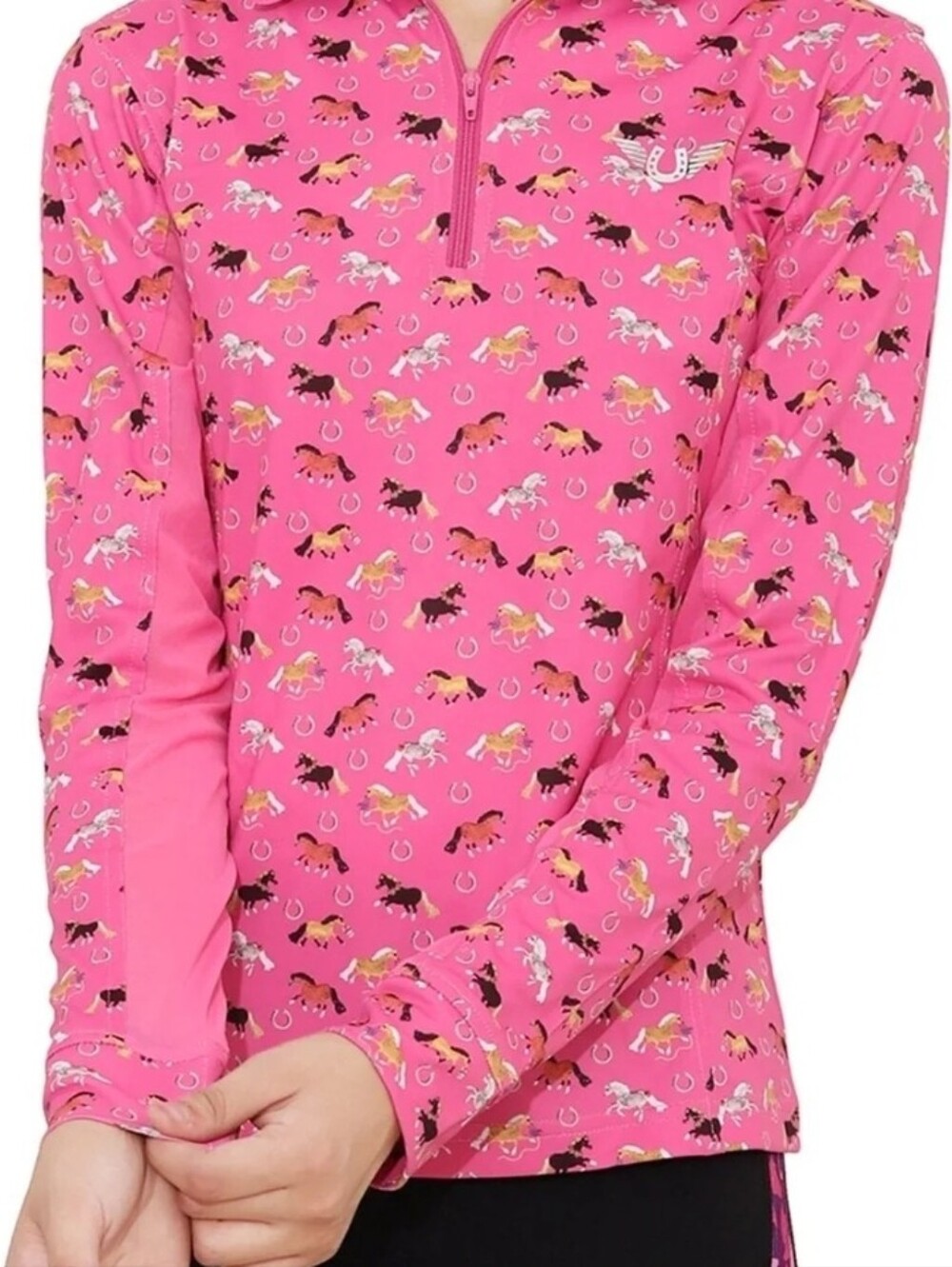 Tuffrider Children's Puff Ponies L/S Sport Shirt, NEW, XL, Pink - Picture 2 of 5
